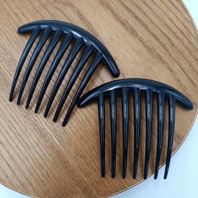 Seven-Tooth Comb Brush for All Hairstyles – Durable Plastic Hair Comb Brush Qme Black 2 Packs
