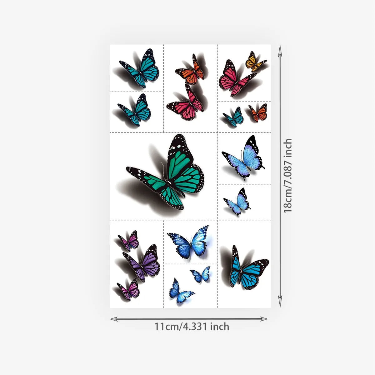 3D Gradient Butterfly Temporary Tattoo Stickers – Realistic Body Art Temporary Tattoo Stickers Qme LD-102