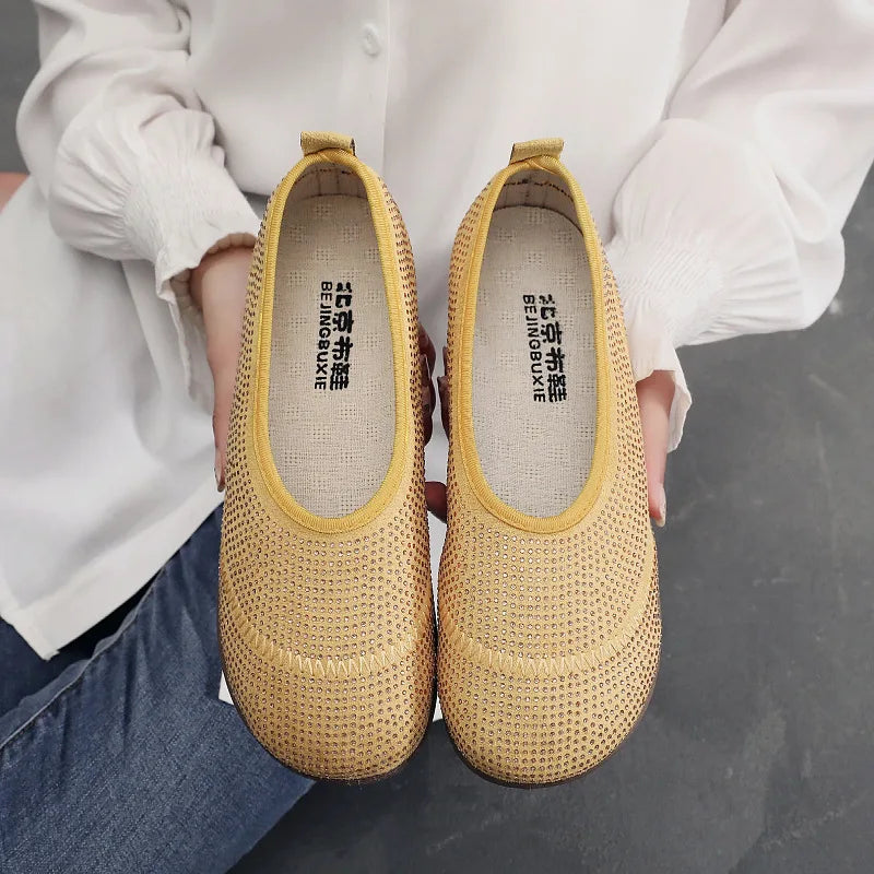 Women's Sparkly Slip-On Flats – Non-Slip Lightweight Loafers Women's Slip-On Flats Qst Yellow 41