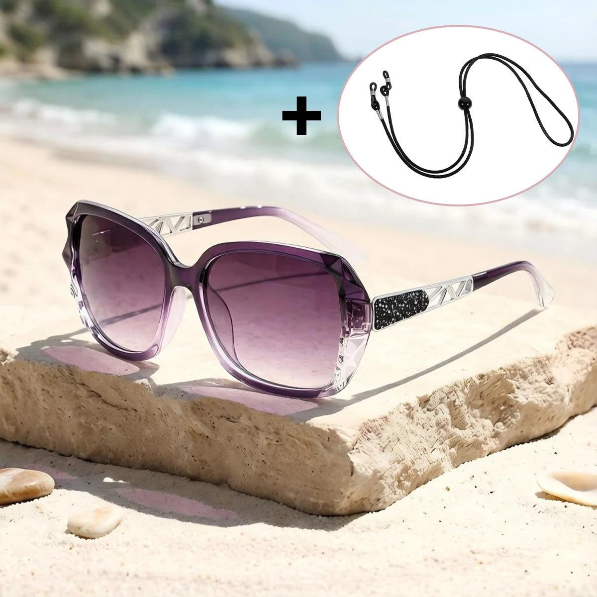VOPHA Women's Oversized Square Polarized Sunglasses UV400 Polarized Sunglasses Qst Purple