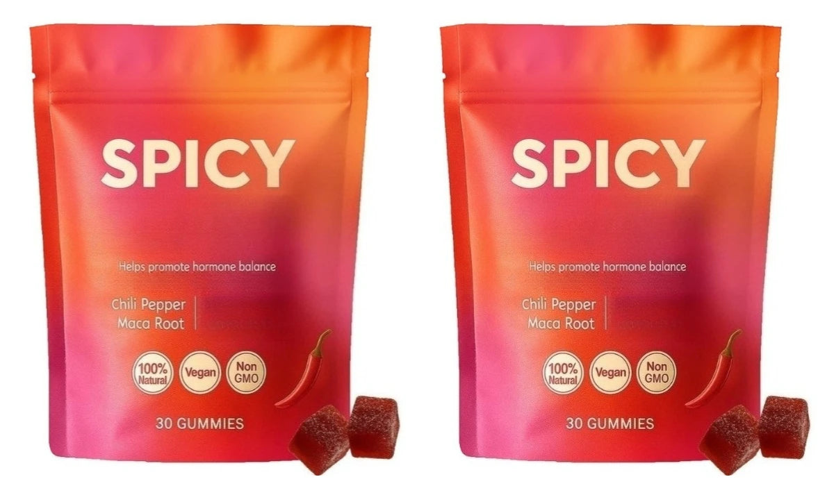 Spicy Peach Gummies – L-Theanine, Maca Root & Chili | 30ct Wellness Gummies Qst 60 Count(Pack of 2)