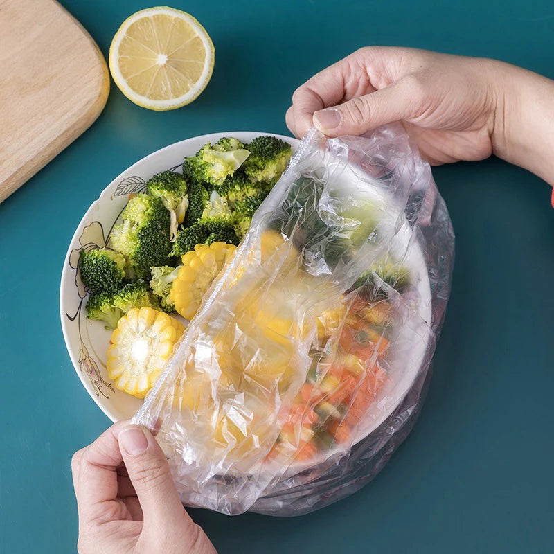 Elastic Bowl Covers 100pc – Reusable Stretch Plastic Food Lids Food Storage Covers Qst