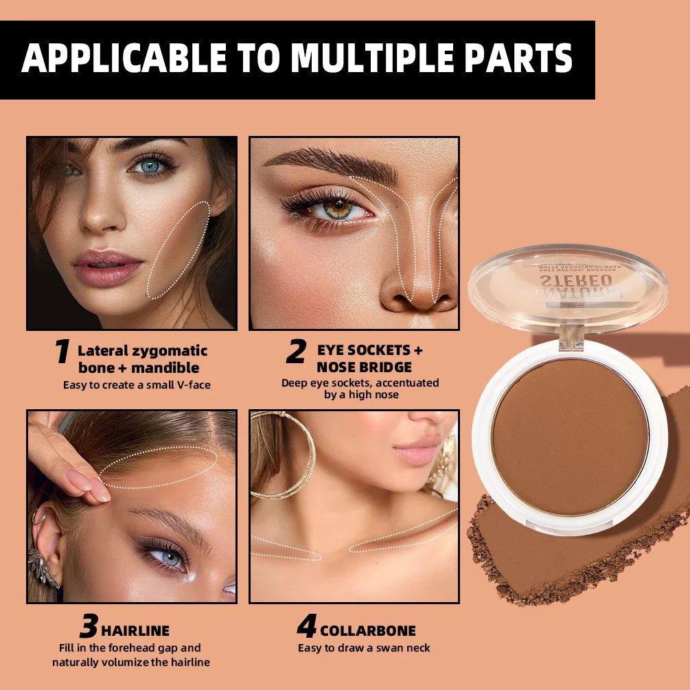 QIBEST Contour & Bronzing Powder Palette – Highlighter Makeup Contour Bronzer Palette Qme