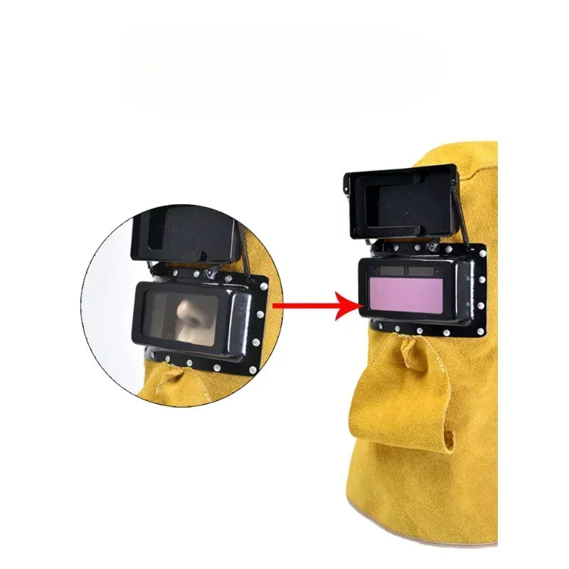 Solar Auto-Dimming Welding Helmet Mask | Leather & Glass Lens Welding Helmet Mask Qme