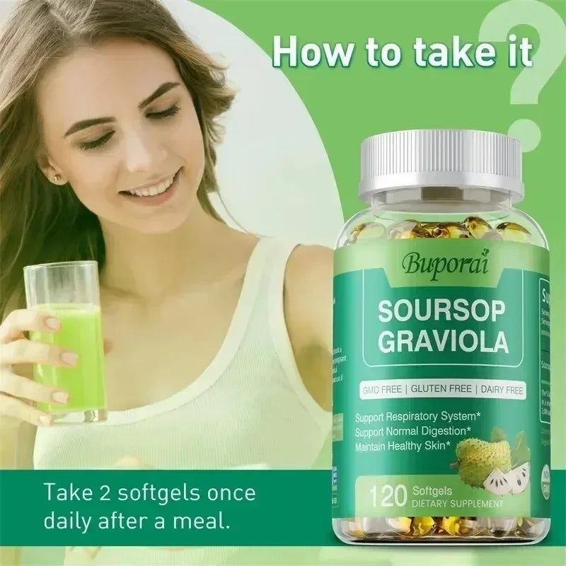 Soursop Graviola Capsules – Immune & Cell Support Supplement Herbal Supplement Qst