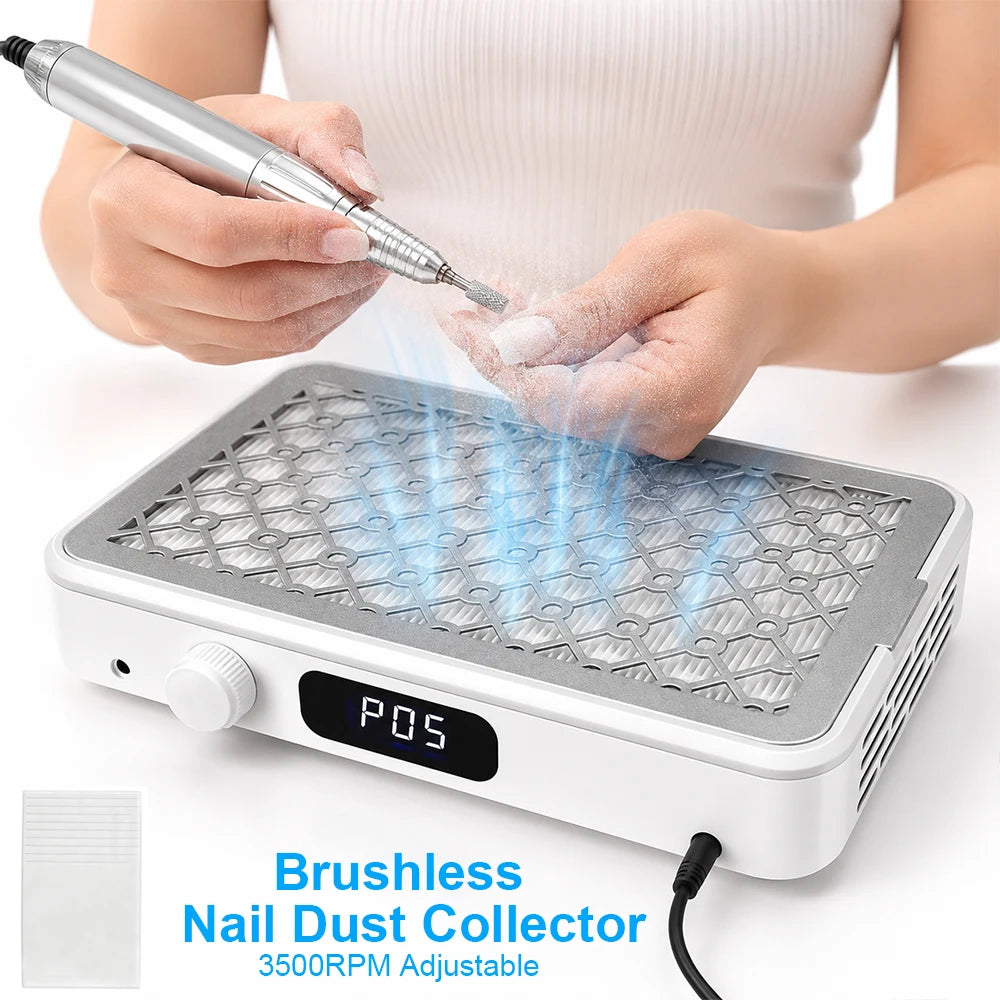 Professional Twin Turbo Nail Dust Collector – 5-Speed Brushless Nail Dust Collector Qst