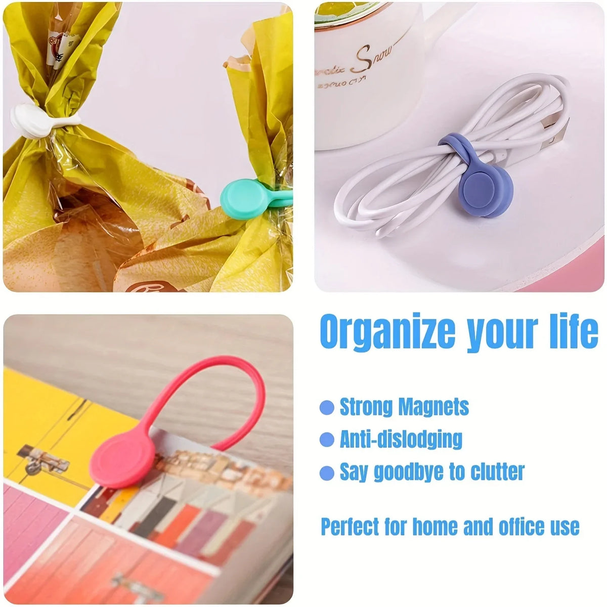 10 Magnetic Reusable Cable Ties – USB & Headphone Organizer Cable Organizer Ties Qme