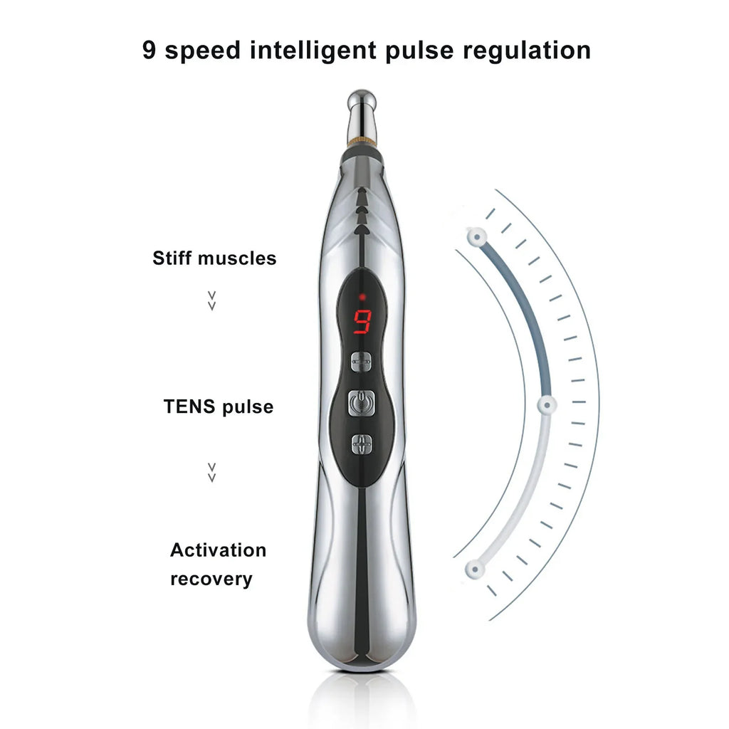 Electric Pulse Massage Pen | 9-Speed Rechargeable Acupoint Pen Electric Massage Pen Qme