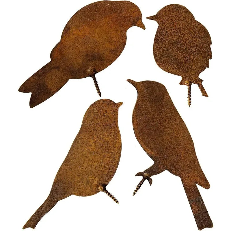 Rusty Metal Bird Iron Garden Decoration – Retro Outdoor Decor Garden Ornament Qme A