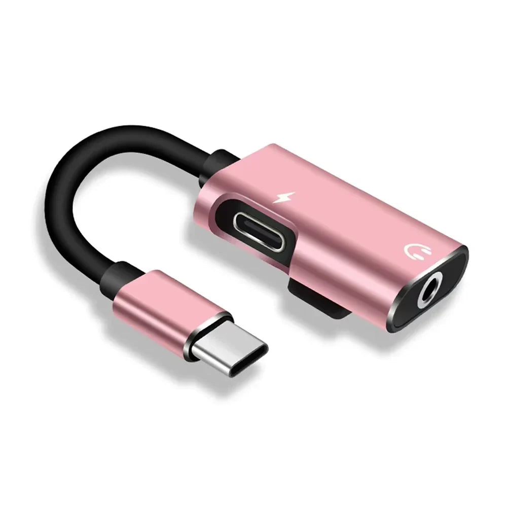 USB-C to 3.5mm Audio Splitter Headphone Adapter Cable Audio Splitter Adapter Qme Rose gold