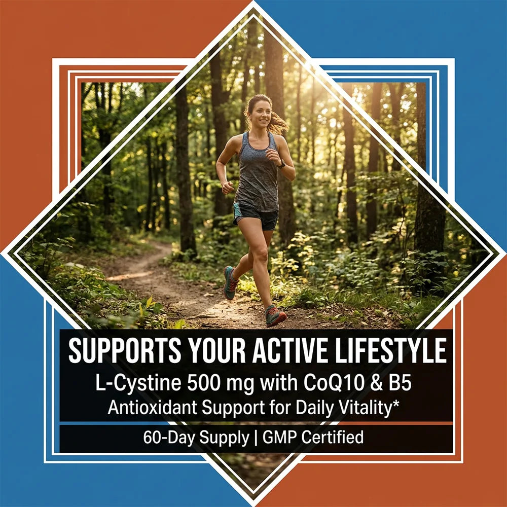 L-Cysteine 500mg with Vitamin B5 & CoQ10 – 120 Capsules Beauty Supplement Qst