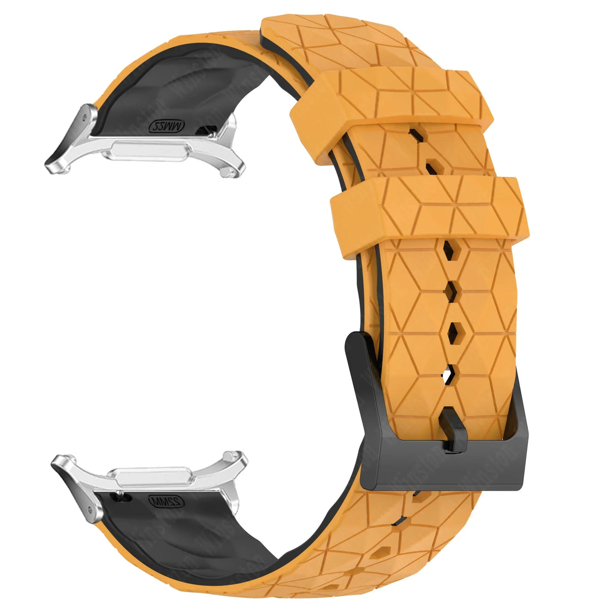 Silicone Sport Strap for Samsung Galaxy Watch 7 Ultra – 40 Colors Silicone Watch Strap Qme Yellow Black-S Galaxy Watch 7 Ultra
