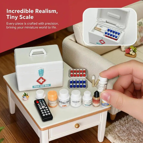 1/12 Dollhouse Medicine Bottles & Boxes – Miniature Pharmacy Set Dollhouse Accessories Qst