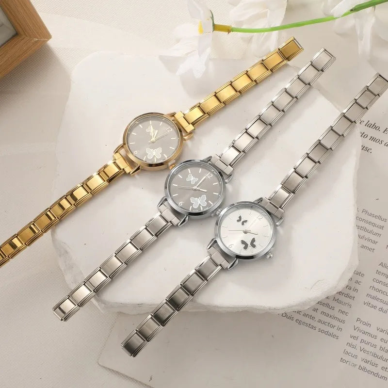 Italian Charm Butterfly Elastic Watch Bracelet Bangle | Qme Charm Bracelet Watch Qme