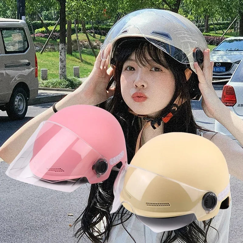 3C Certified Adult Cartoon Bike Motorcycle Half Helmet & Goggles Bike Safety Helmet Qme
