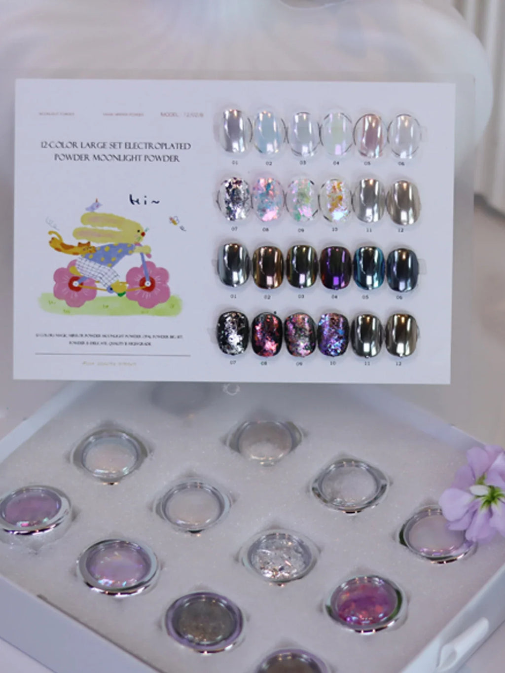 12-Color Chameleon Opal Moonlight Nail Powder Set | DIY Nails Nail Powder Set Qme