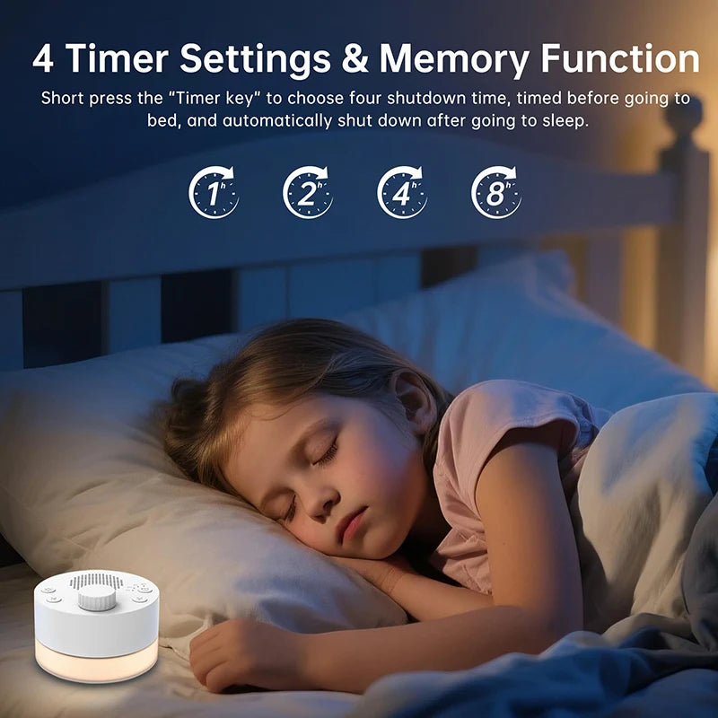 White Noise Machine 24 Sounds, Night Light & Timer – Baby Adults White Noise Machine Qst