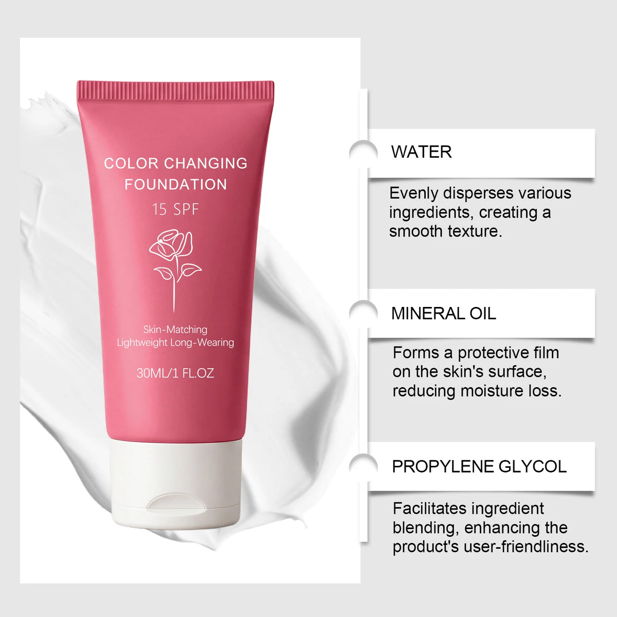 Color-Changing Foundation – Hydrating Sheer Natural Finish 30ml Color-Changing Foundation Qst
