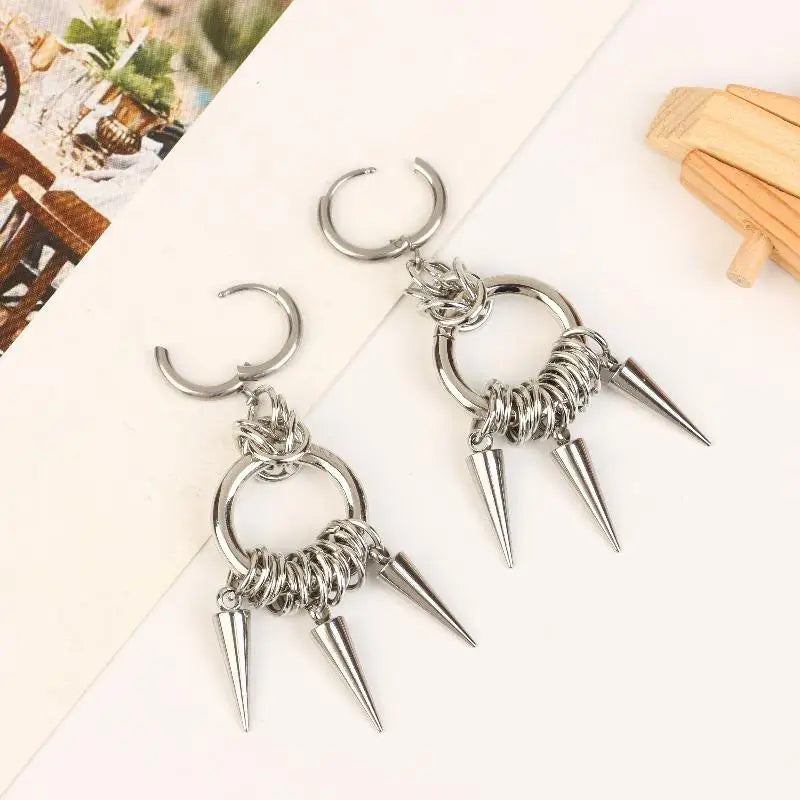 Punk Spiked Gothic Cone Dangle Earrings – Y2K Grunge Unisex Gothic Dangle Earrings Qme