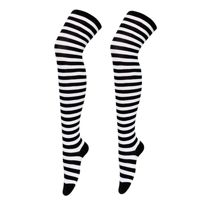 Over Knee Thigh High Socks – Japanese Striped Cotton, 11 Colors Thigh High Socks Qme W-1 one size