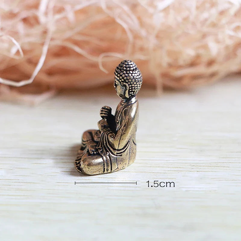 Pure Brass Shakyamuni Buddha Miniature Figurine | Home Decor Buddha Figurine Qme