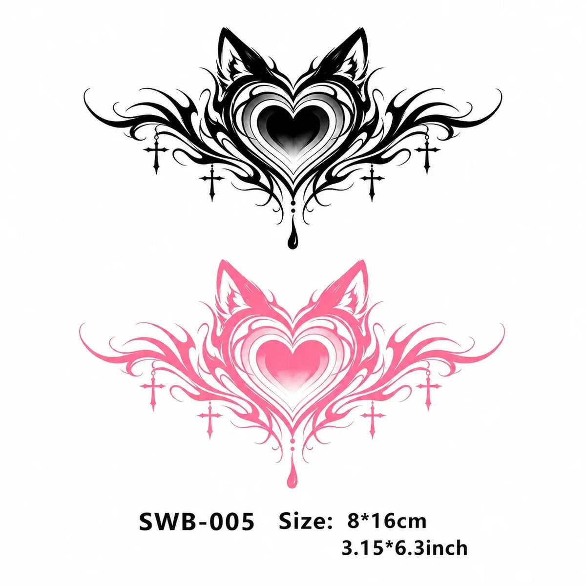 Heart Tribal Belly Temporary Tattoo Sticker – Waterproof Temporary Tattoo Sticker Qme