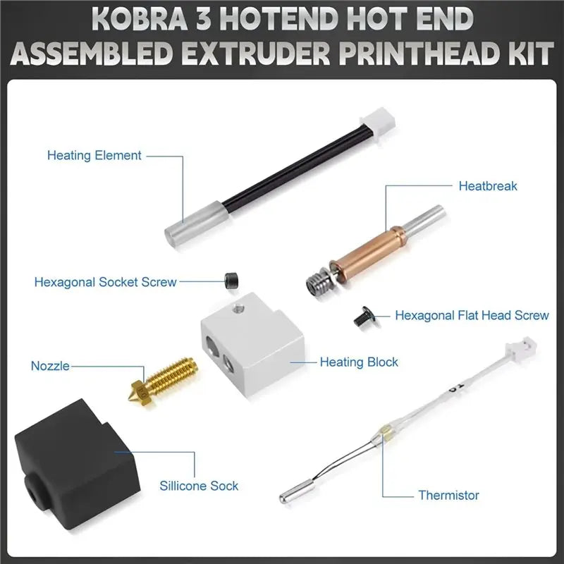 Anycubic Kobra 3 Hotend Combo Replacement – Aluminum Alloy 3D Printer Hotend Qme
