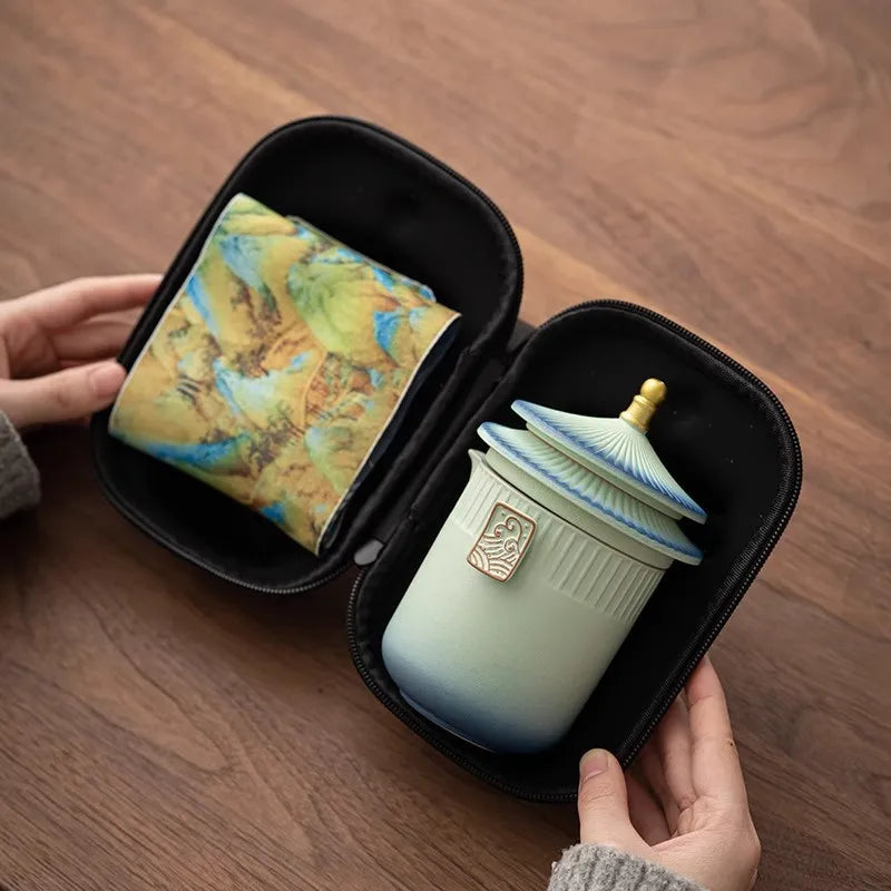 Palace Museum High-End Ceramic Travel Tea Set | 8 Colors Ceramic Tea Set Qme