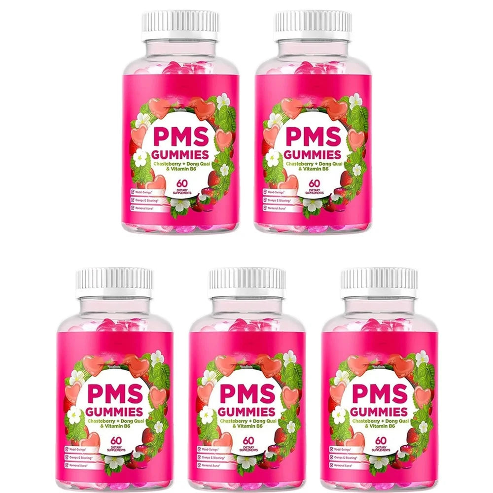 Women's Monthly Wellness Gummies – Chasteberry, Dong Quai & B6 Wellness Gummies Qst 5 Bottles 300 Pieces