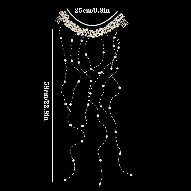 Pearl Hair Comb Bridal Headpiece with Bead Tassel Bridal Hair Comb Qme