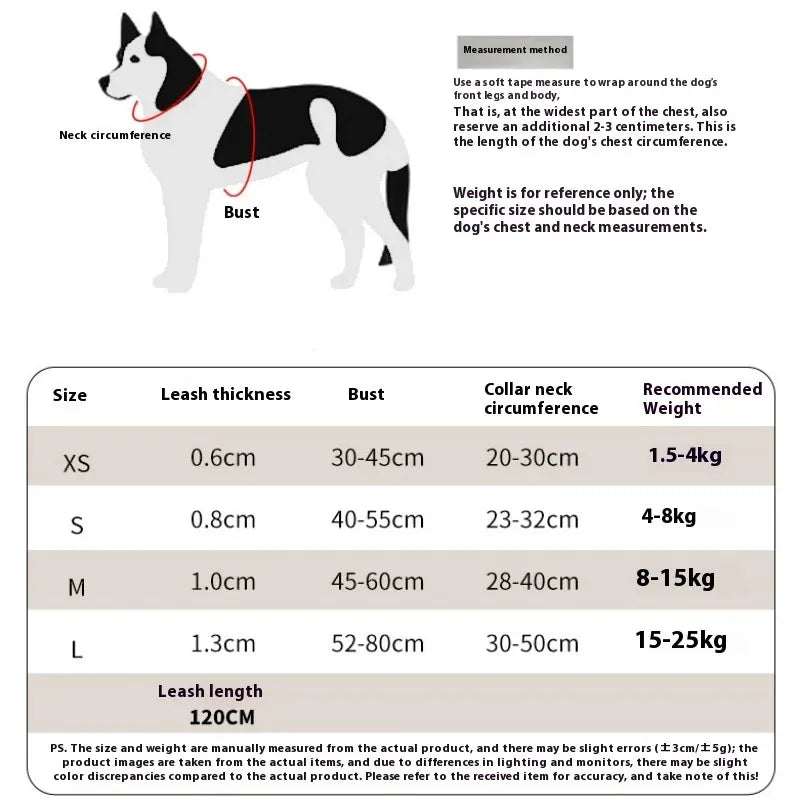 Adjustable Small Dog & Cat Harness Vest with 1.2M Leash Set Dog Harness & Leash Qme