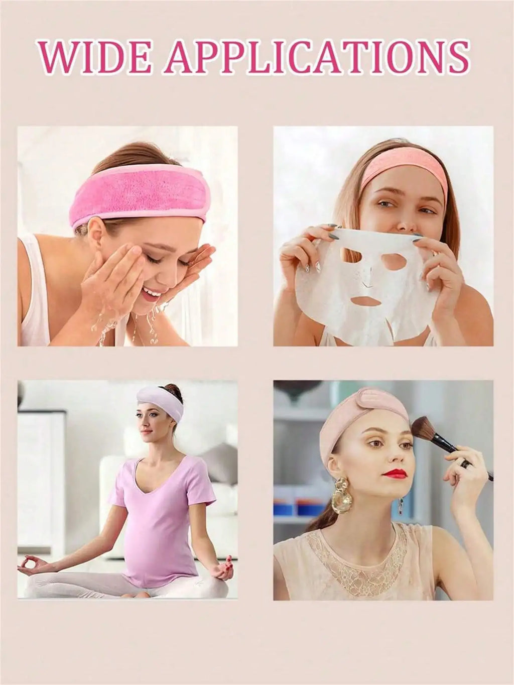 Adjustable Women's Spa Facial Headband – Shower & Makeup Use Spa Facial Headband Qme
