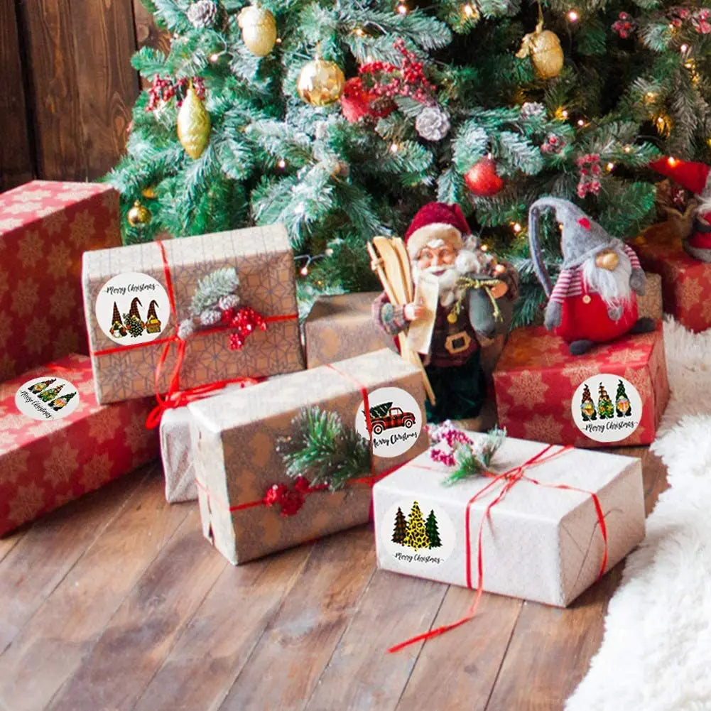 Christmas Self-Adhesive Stickers – Santa & Tree Seal Labels Christmas Stickers Qme