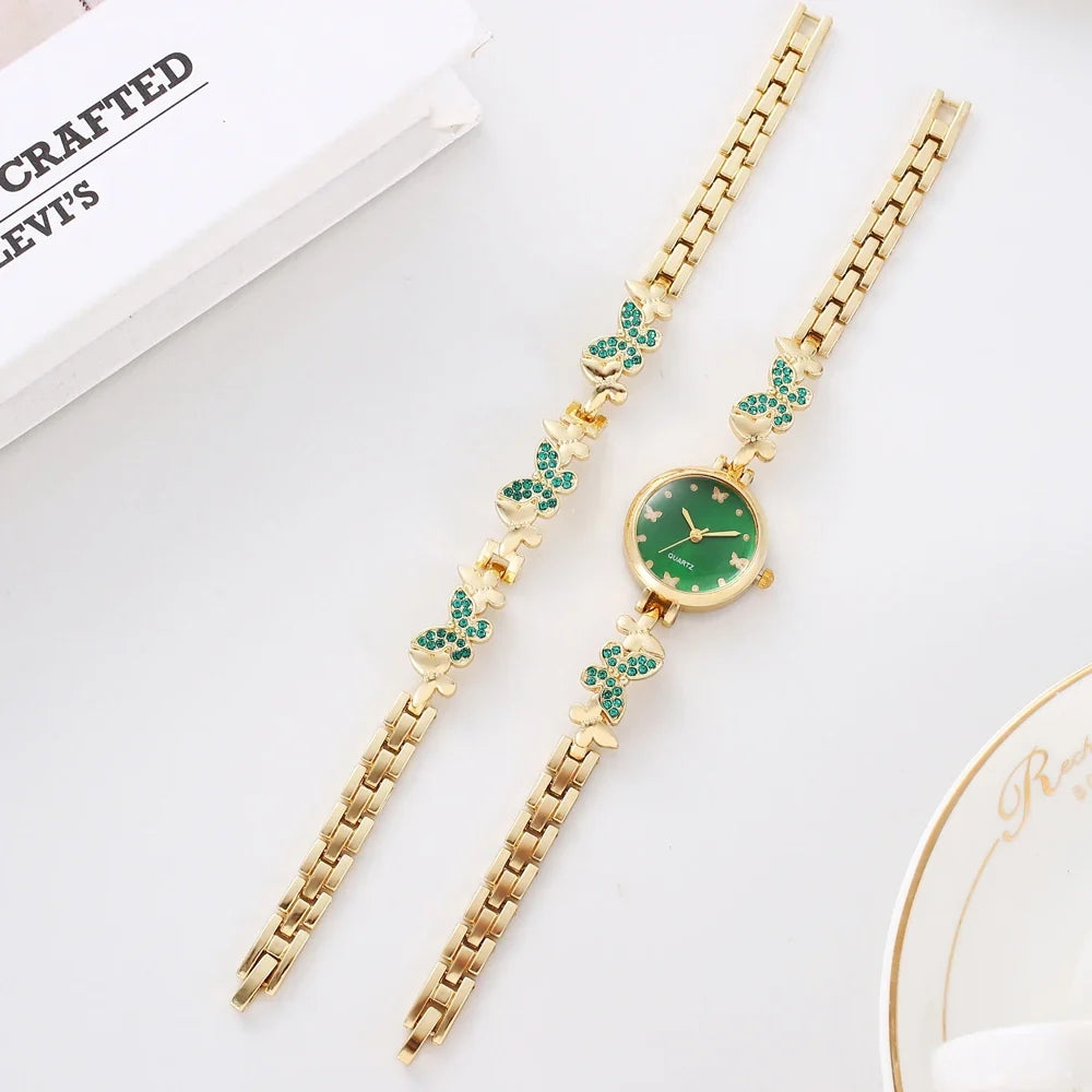 Women's Butterfly Strap Diamond Round Quartz Watch | Qme Women's Fashion Watch Qme