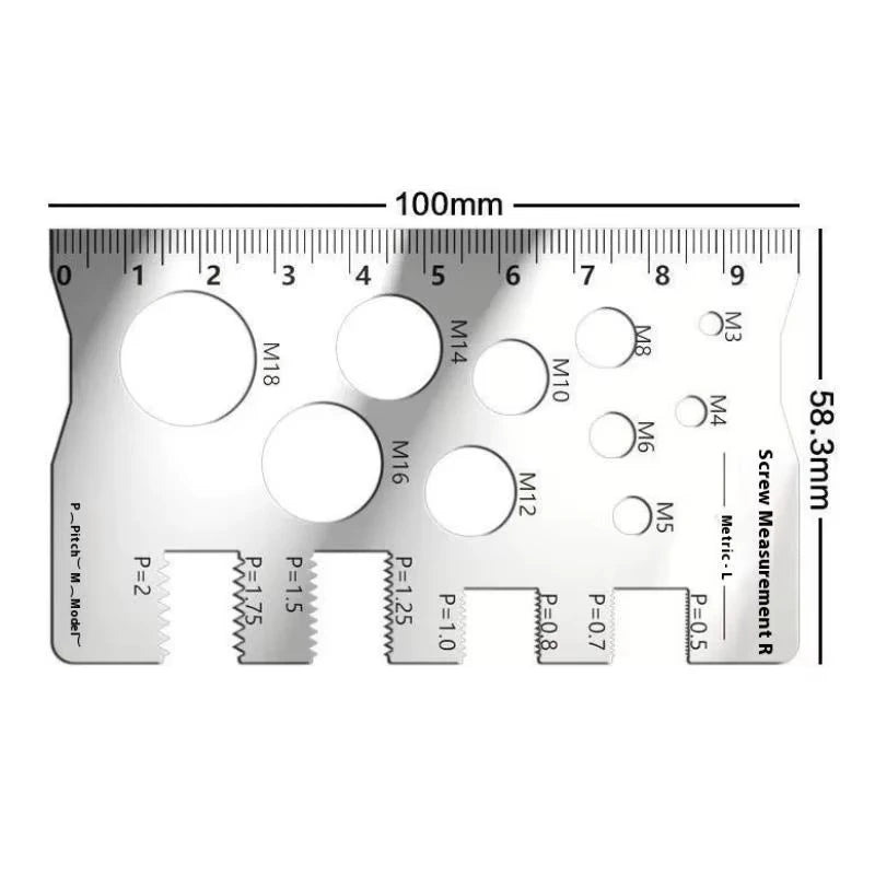 Stainless Steel Screw Thread Caliper – Pitch, Length & Diameter Gauge Thread Pitch Gauge Qst