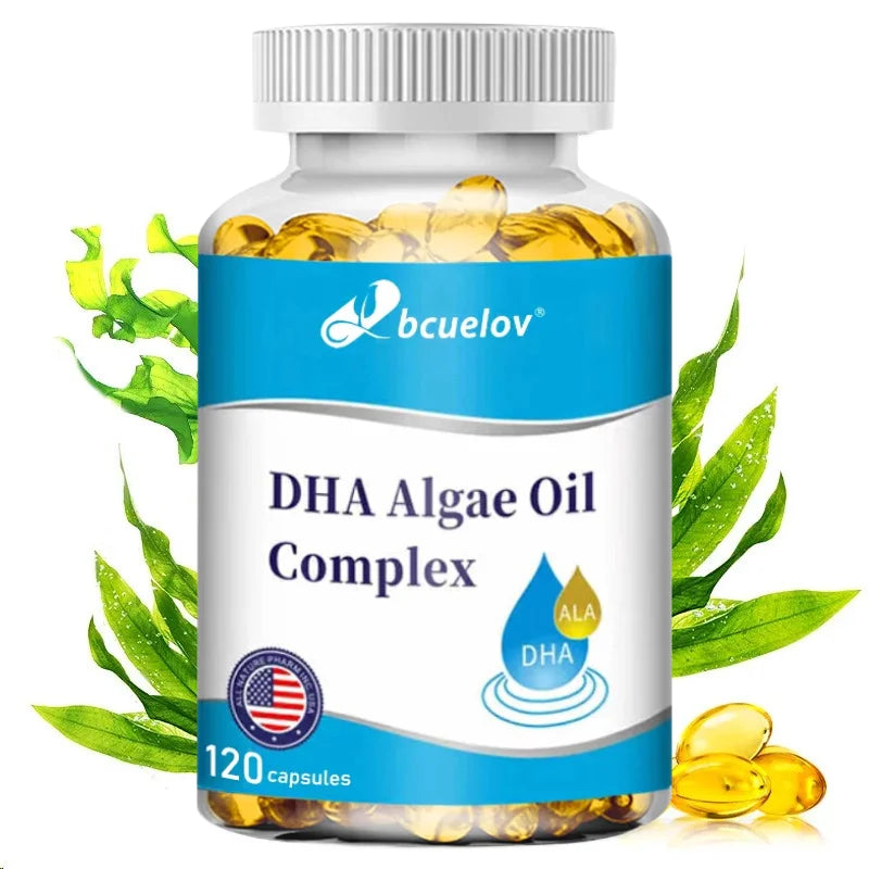 Algae Oil Omega-3 DHA & EPA Vegan Capsules | Brain & Eye Support Omega-3 Supplement Qst