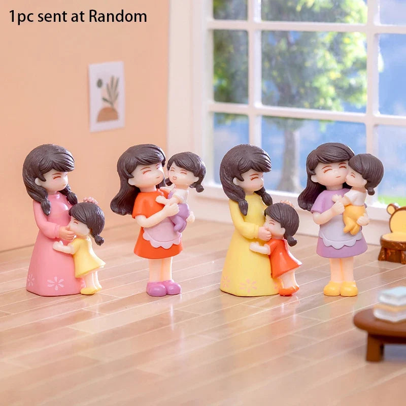 DIY Miniature Figurines Mother & Daughter Desktop Ornament Miniature Figurine Qme
