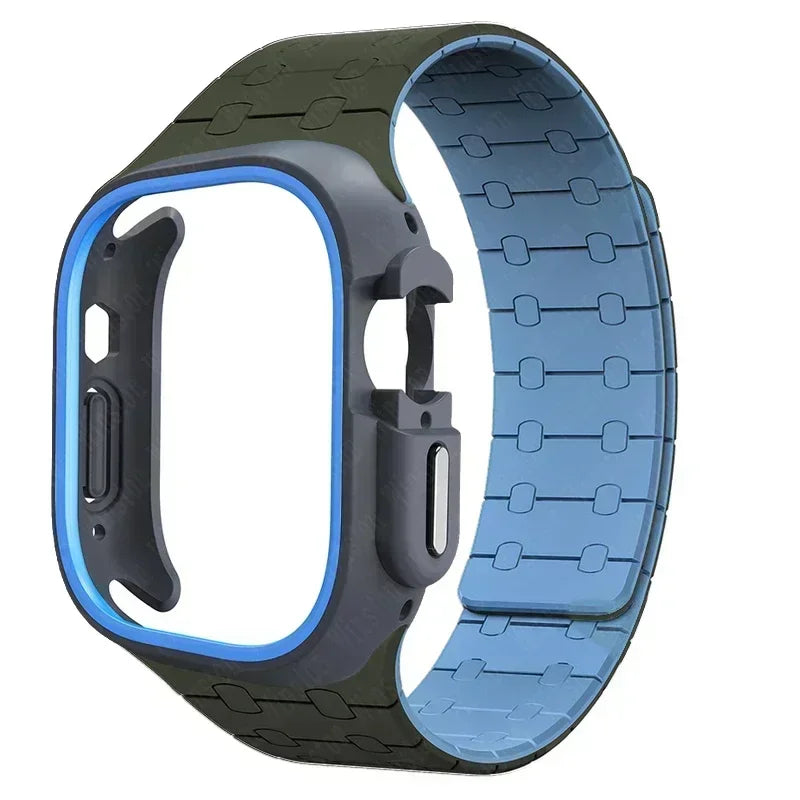 TPU Case & Silicone Band for Apple Watch Ultra 2 – 9 Colors Watch Case & Band Qme GreenU BU 44mm Series SE 456