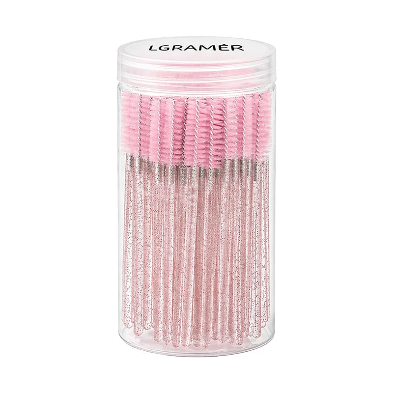 Disposable Mascara Wands & Eyelash Brushes 50/100 Pcs Mascara Wand Set Qst Crystal Pink-100pcs