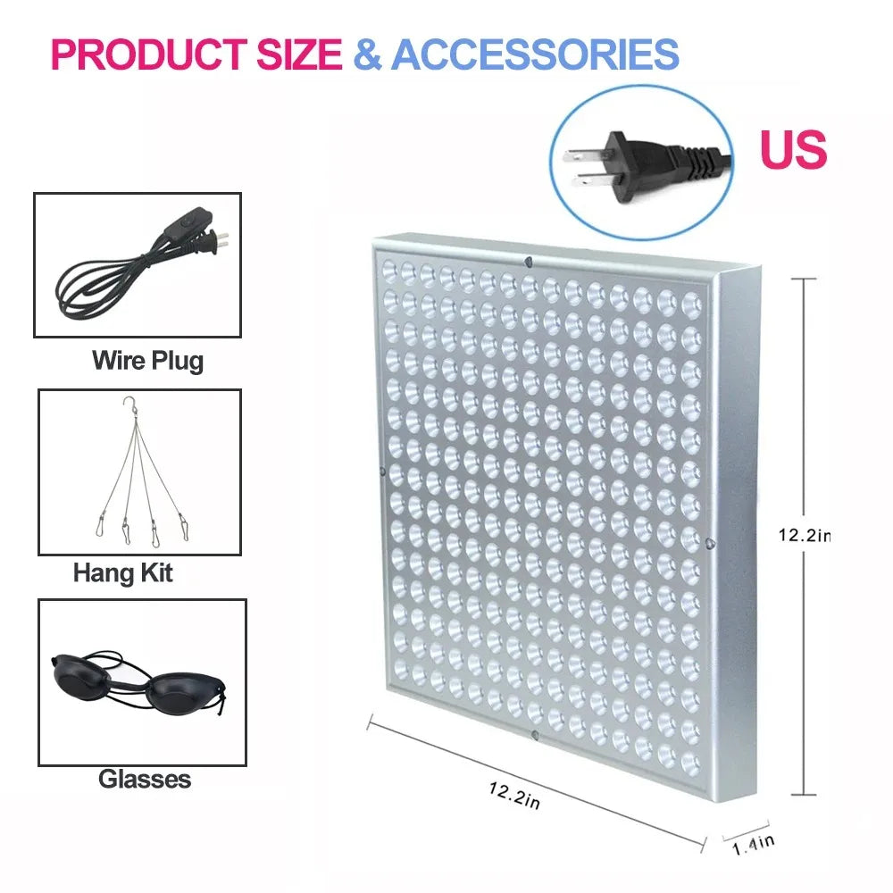 Red Light Therapy Panel 225 LEDs 660nm 850nm 45W | Vilnason Light Therapy Panel Qst US Plug
