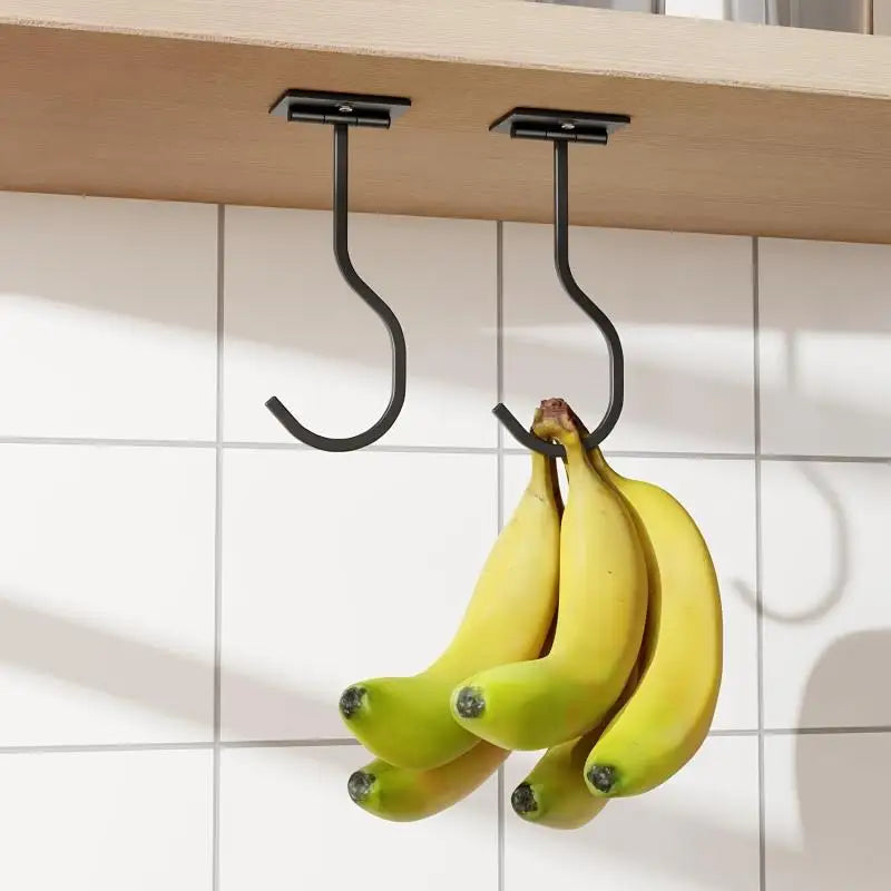 Under-Cabinet Banana Hook | Stainless Steel Screw-Mount Hanger Kitchen Cabinet Hook Qme