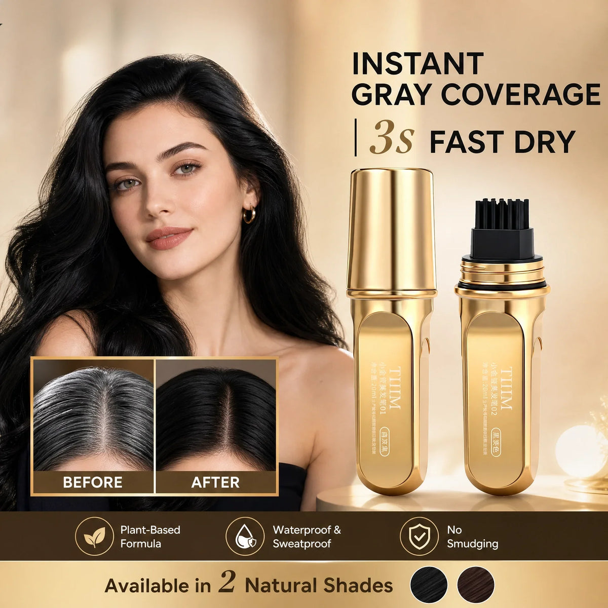 Instant Root Retouch Color Stick – Cover Gray Hair Fast Root Touch-Up Stick Qme