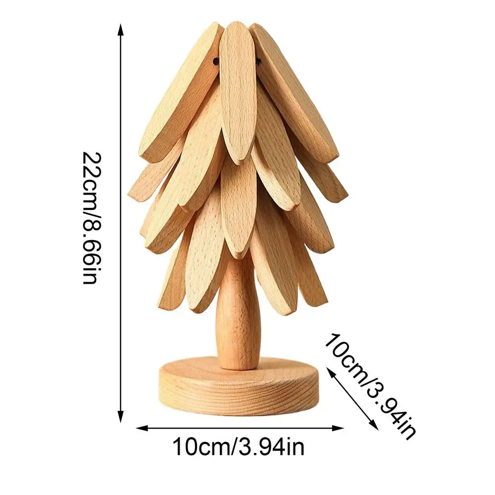 Wooden Tree Trivet & Non-Slip Coaster – Heat-Insulating Placemat Wooden Trivet Coaster Qme Natural wood color 4 as picture shows