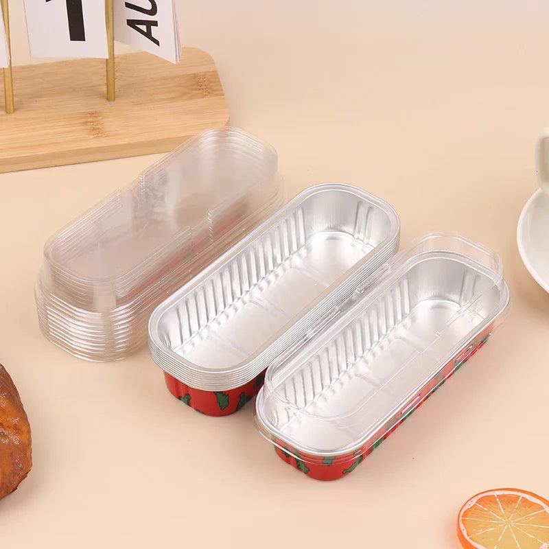 Mini Loaf Pans with Lids | Aluminum Foil Rectangle Cake Pan Set Mini Loaf Pan Set Qme Red Xmas tree
