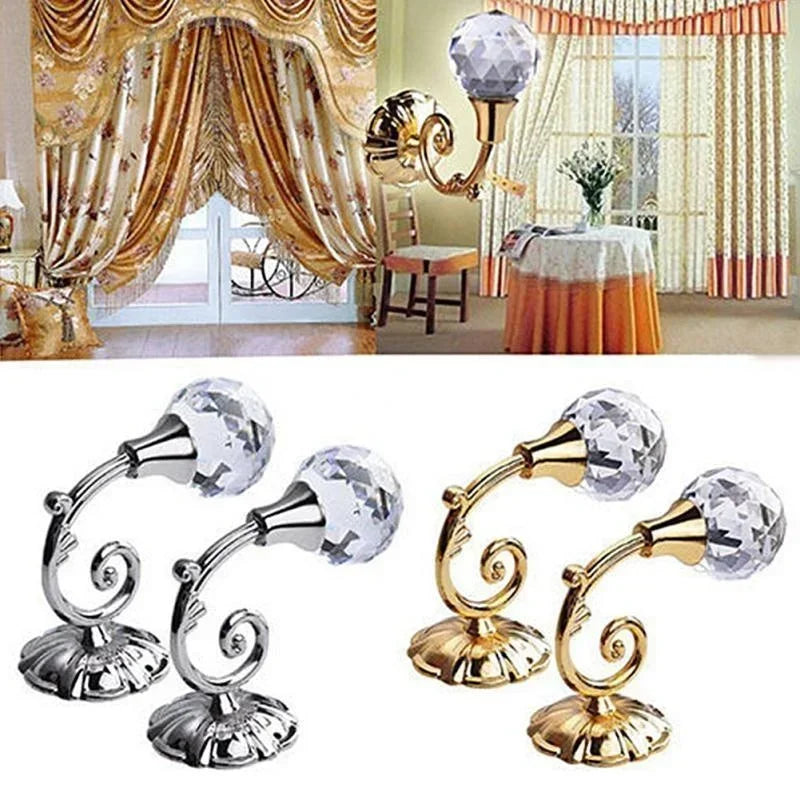 Metal Crystal Glass Curtain Holdbacks – Decorative Wall Tie Backs Curtain Holdback Hooks Qme