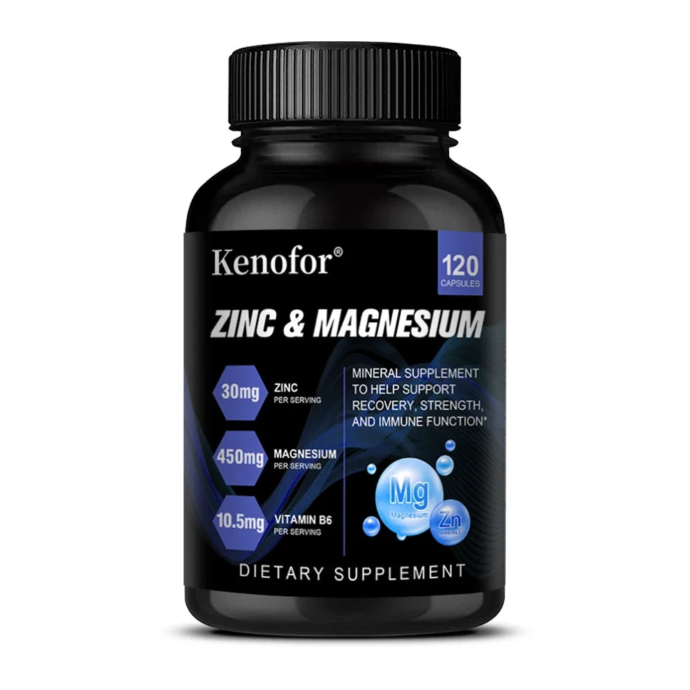Magnesium Zinc Vitamin B6 Capsules + Black Pepper Extract Vitamin Supplement Qst 120 count 1 bottle