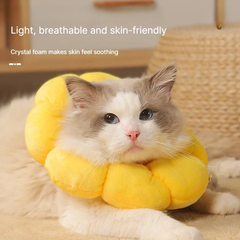 Sunflower Soft Plush Elizabethan Collar for Cats & Dogs Pet Recovery Collar Qme