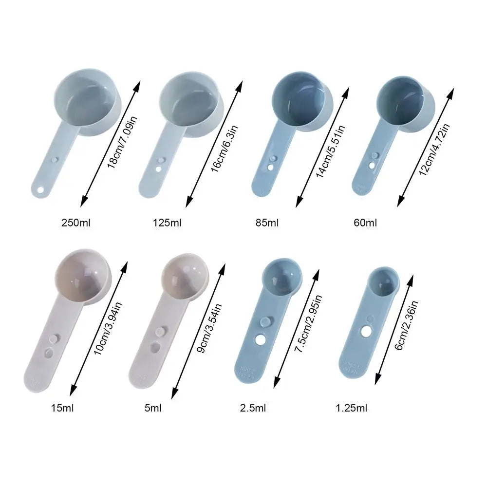 8-Piece Measuring Spoons Set with Scale & Long Handle | Baking Measuring Spoon Set Qme as picture 8pcs China Mainland