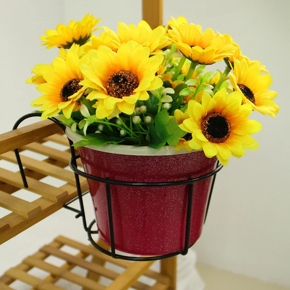 Round Metal Hanging Flower Pot Holder – Balcony Railing Planter Railing Planter Holder Qme