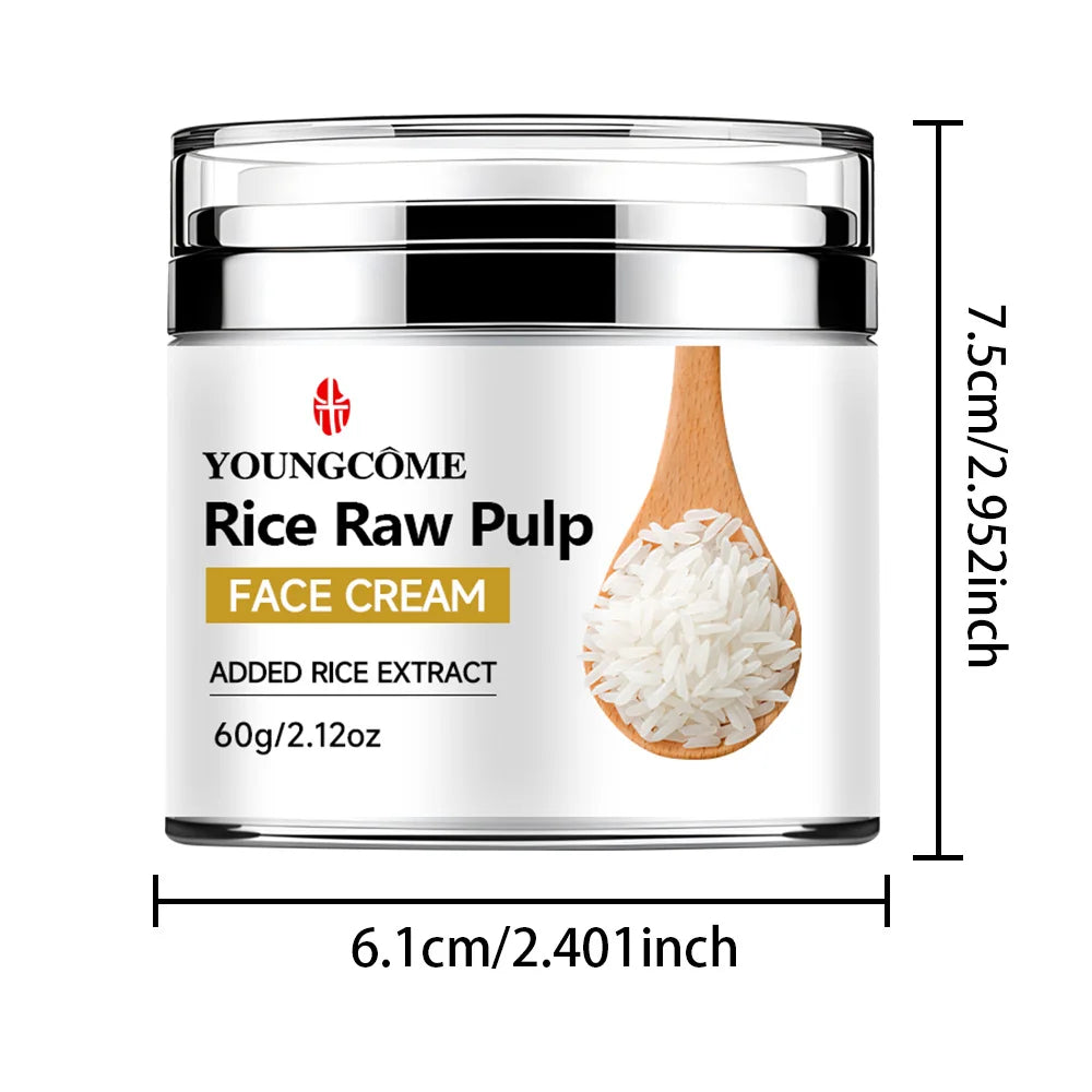 YOUNGCOME Rice Pulp Hydrating Moisturizer Cream 30g/60g Facial Moisturizer Cream Qst 60G